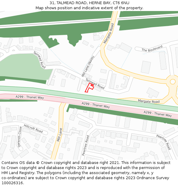 31, TALMEAD ROAD, HERNE BAY, CT6 6NU: Location map and indicative extent of plot