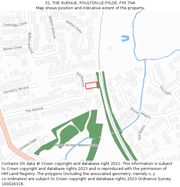 31, THE AVENUE, POULTON-LE-FYLDE, FY6 7NA: Location map and indicative extent of plot