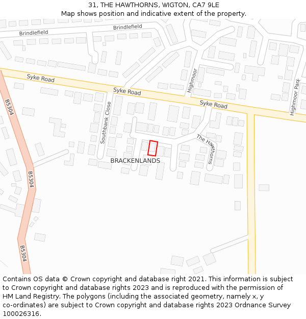 31, THE HAWTHORNS, WIGTON, CA7 9LE: Location map and indicative extent of plot