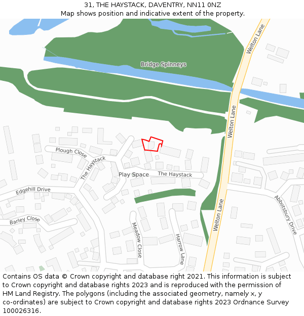 31, THE HAYSTACK, DAVENTRY, NN11 0NZ: Location map and indicative extent of plot