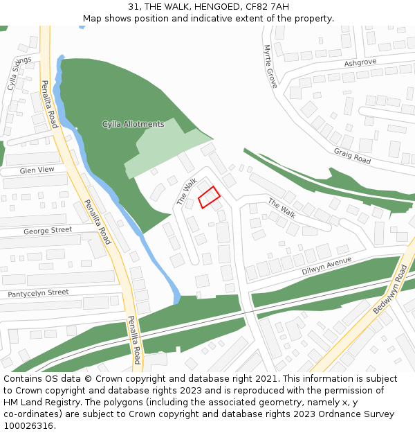 31, THE WALK, HENGOED, CF82 7AH: Location map and indicative extent of plot
