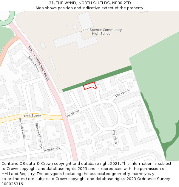 31, THE WYND, NORTH SHIELDS, NE30 2TD: Location map and indicative extent of plot