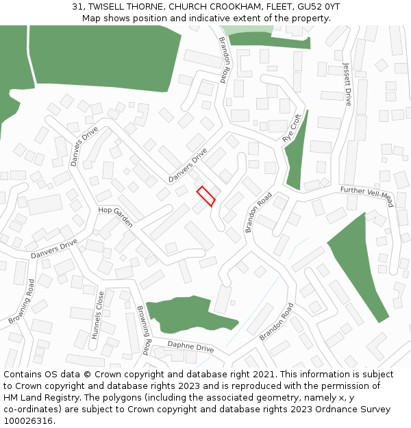 31, TWISELL THORNE, CHURCH CROOKHAM, FLEET, GU52 0YT: Location map and indicative extent of plot