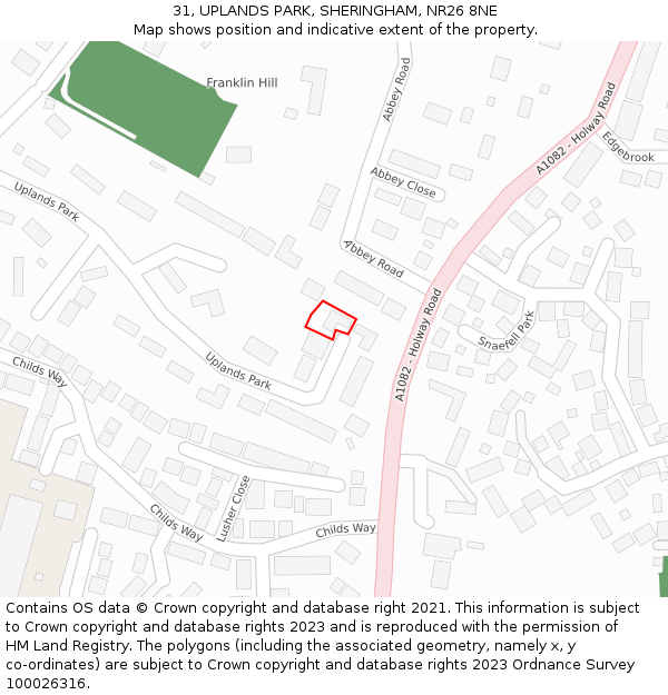 31, UPLANDS PARK, SHERINGHAM, NR26 8NE: Location map and indicative extent of plot
