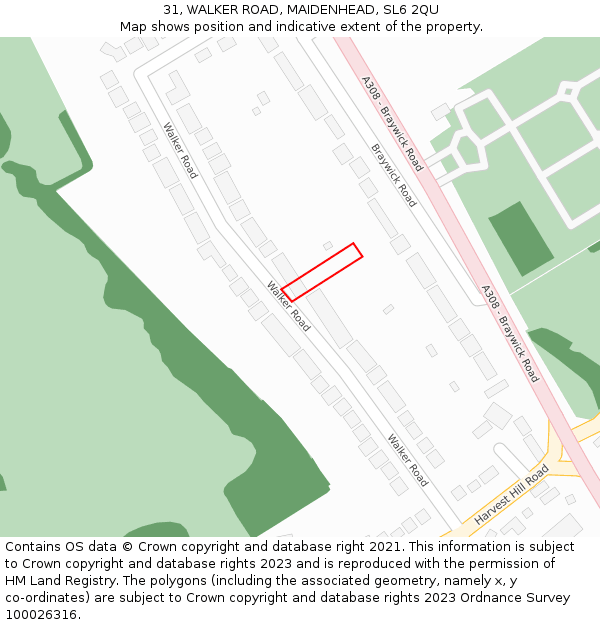 31, WALKER ROAD, MAIDENHEAD, SL6 2QU: Location map and indicative extent of plot