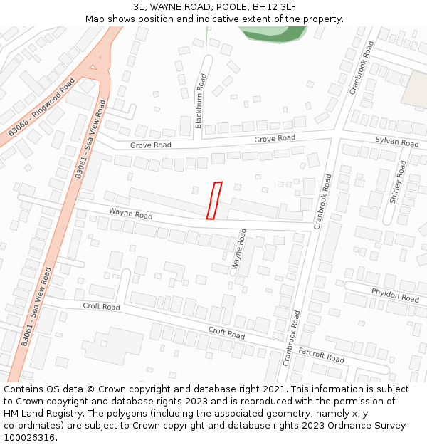 31, WAYNE ROAD, POOLE, BH12 3LF: Location map and indicative extent of plot