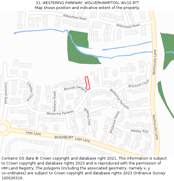 31, WESTERING PARKWAY, WOLVERHAMPTON, WV10 8TT: Location map and indicative extent of plot
