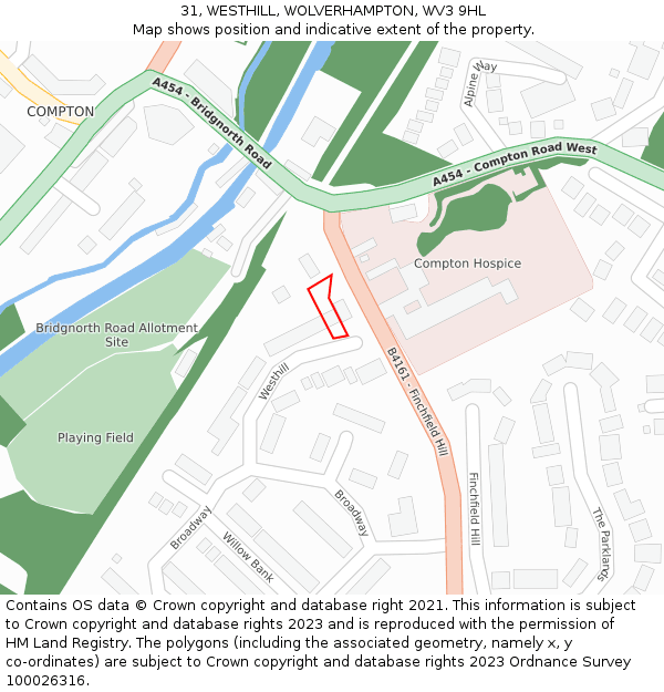 31, WESTHILL, WOLVERHAMPTON, WV3 9HL: Location map and indicative extent of plot