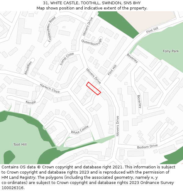 31, WHITE CASTLE, TOOTHILL, SWINDON, SN5 8HY: Location map and indicative extent of plot