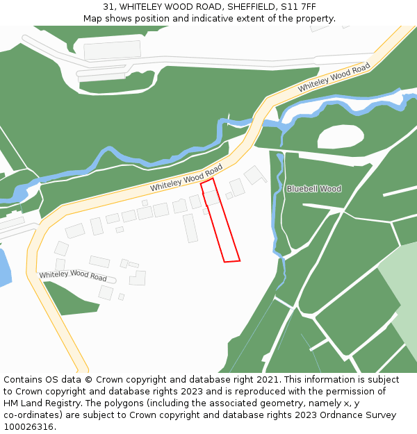 31, WHITELEY WOOD ROAD, SHEFFIELD, S11 7FF: Location map and indicative extent of plot