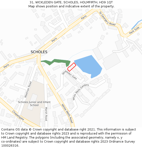 31, WICKLEDEN GATE, SCHOLES, HOLMFIRTH, HD9 1QT: Location map and indicative extent of plot