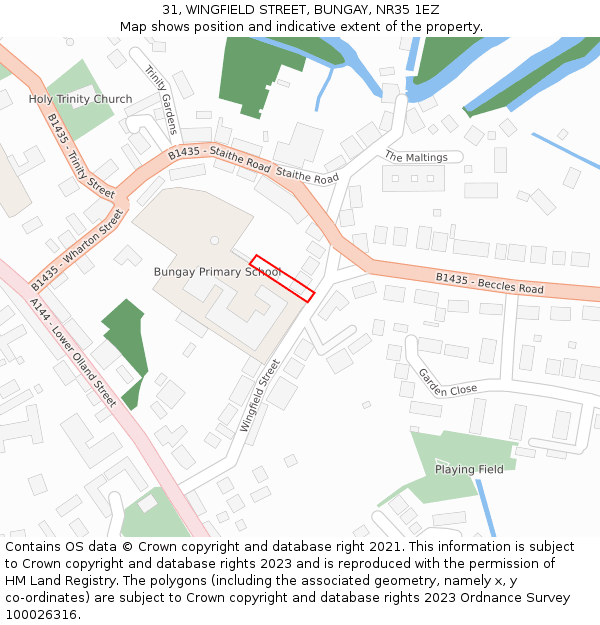 31, WINGFIELD STREET, BUNGAY, NR35 1EZ: Location map and indicative extent of plot