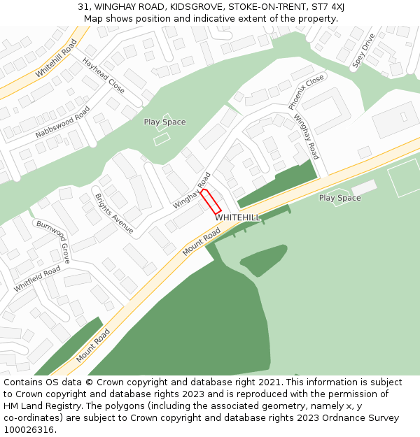31, WINGHAY ROAD, KIDSGROVE, STOKE-ON-TRENT, ST7 4XJ: Location map and indicative extent of plot