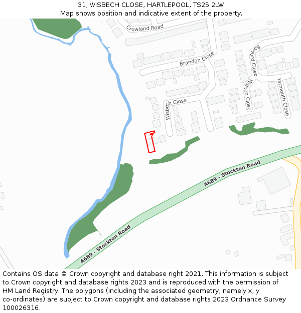 31, WISBECH CLOSE, HARTLEPOOL, TS25 2LW: Location map and indicative extent of plot
