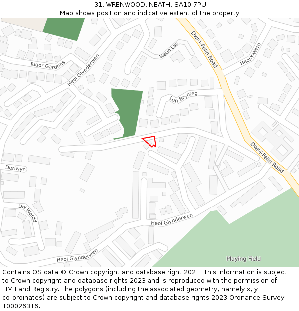 31, WRENWOOD, NEATH, SA10 7PU: Location map and indicative extent of plot