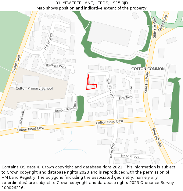 31, YEW TREE LANE, LEEDS, LS15 9JD: Location map and indicative extent of plot