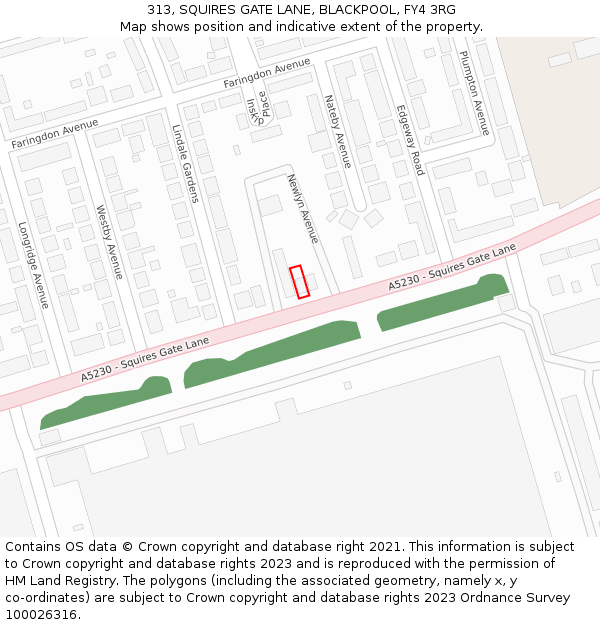 313, SQUIRES GATE LANE, BLACKPOOL, FY4 3RG: Location map and indicative extent of plot