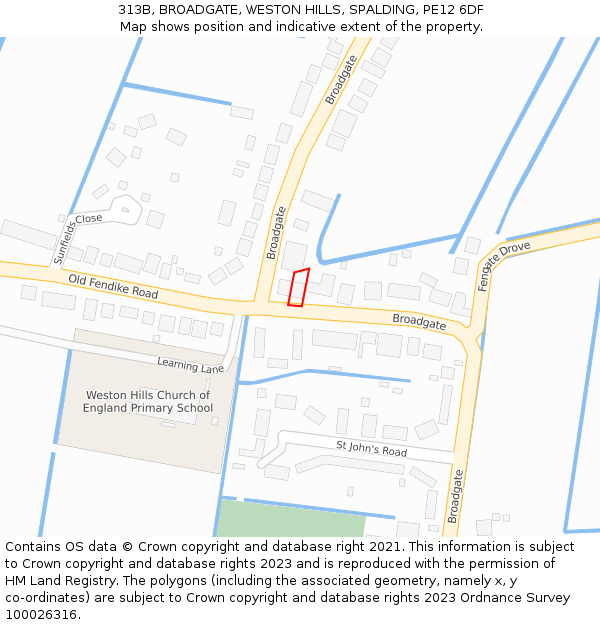313B, BROADGATE, WESTON HILLS, SPALDING, PE12 6DF: Location map and indicative extent of plot