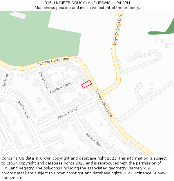 315, HUMBER DOUCY LANE, IPSWICH, IP4 3PH: Location map and indicative extent of plot
