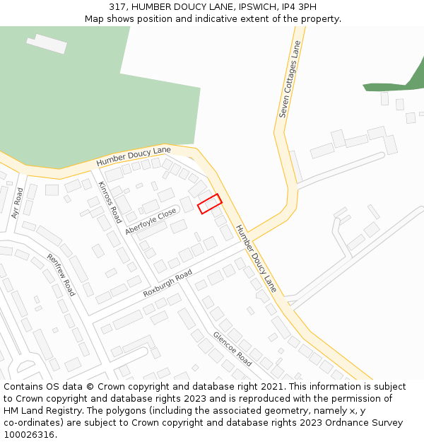 317, HUMBER DOUCY LANE, IPSWICH, IP4 3PH: Location map and indicative extent of plot