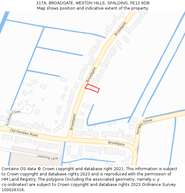 317A, BROADGATE, WESTON HILLS, SPALDING, PE12 6DB: Location map and indicative extent of plot