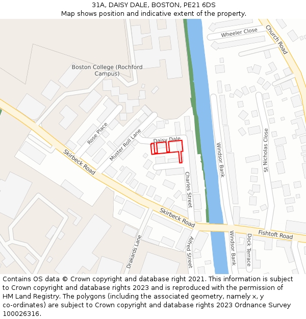 31A, DAISY DALE, BOSTON, PE21 6DS: Location map and indicative extent of plot