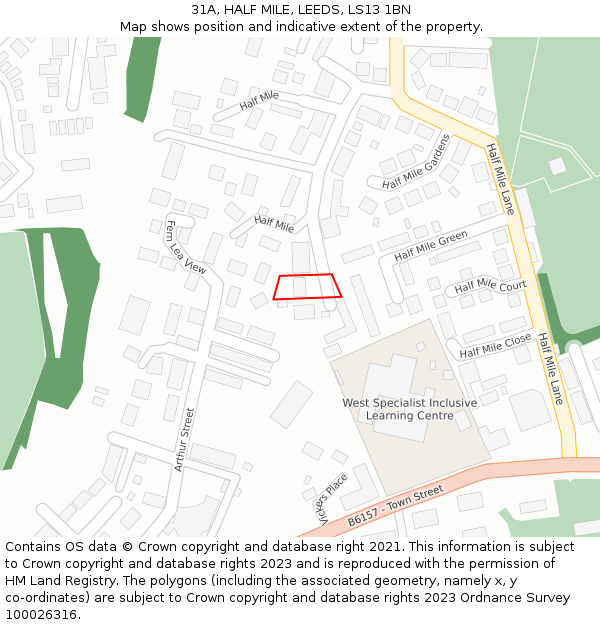 31A, HALF MILE, LEEDS, LS13 1BN: Location map and indicative extent of plot