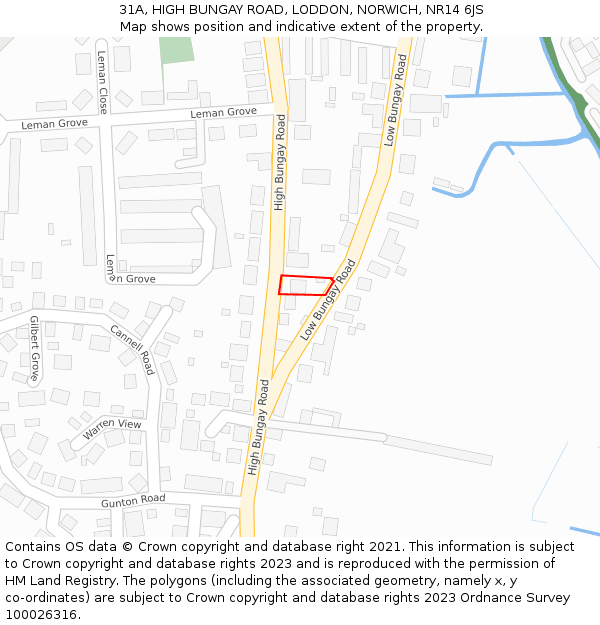 31A, HIGH BUNGAY ROAD, LODDON, NORWICH, NR14 6JS: Location map and indicative extent of plot