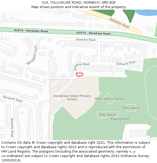 31A, TOLLHOUSE ROAD, NORWICH, NR5 8QF: Location map and indicative extent of plot