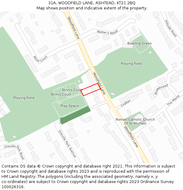 31A, WOODFIELD LANE, ASHTEAD, KT21 2BQ: Location map and indicative extent of plot