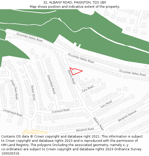 32, ALBANY ROAD, PAIGNTON, TQ3 1BX: Location map and indicative extent of plot