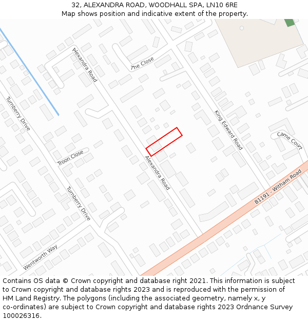 32, ALEXANDRA ROAD, WOODHALL SPA, LN10 6RE: Location map and indicative extent of plot