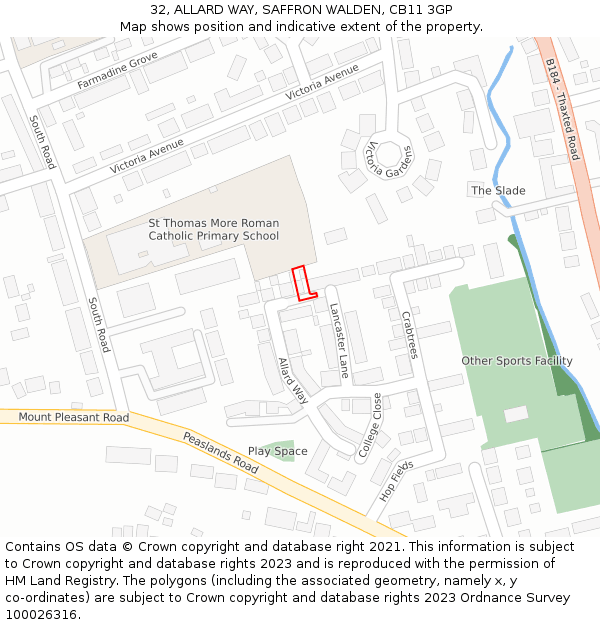 32, ALLARD WAY, SAFFRON WALDEN, CB11 3GP: Location map and indicative extent of plot