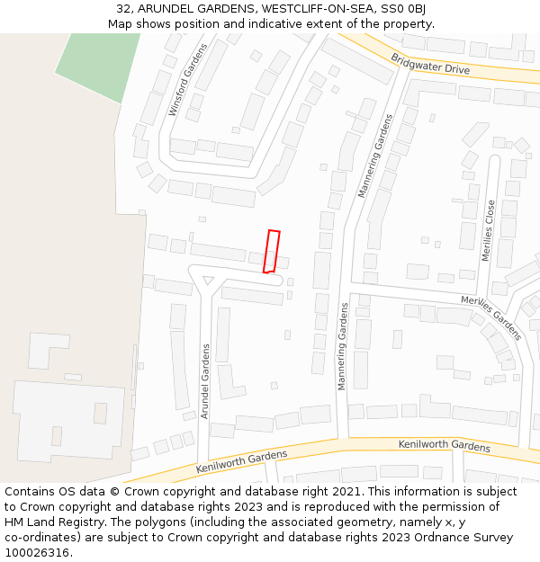 32, ARUNDEL GARDENS, WESTCLIFF-ON-SEA, SS0 0BJ: Location map and indicative extent of plot