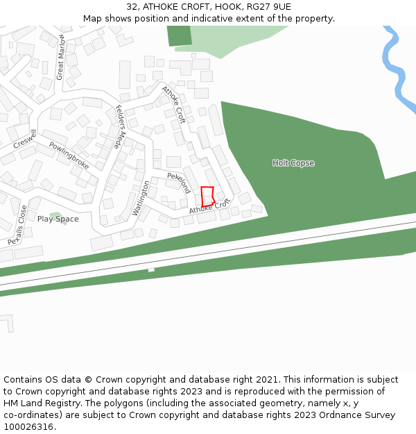 32, ATHOKE CROFT, HOOK, RG27 9UE: Location map and indicative extent of plot