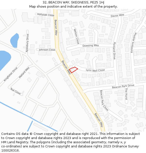 32, BEACON WAY, SKEGNESS, PE25 1HJ: Location map and indicative extent of plot