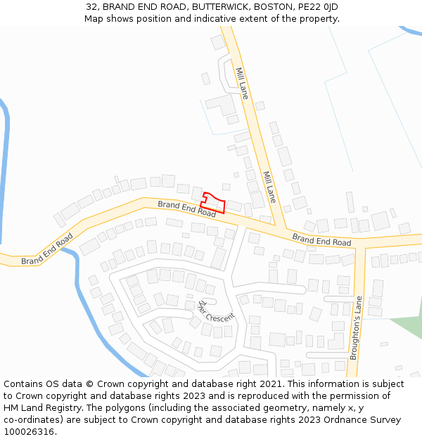 32, BRAND END ROAD, BUTTERWICK, BOSTON, PE22 0JD: Location map and indicative extent of plot
