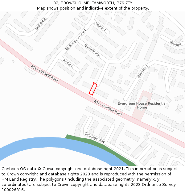 32, BROWSHOLME, TAMWORTH, B79 7TY: Location map and indicative extent of plot