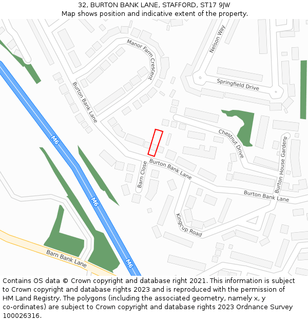32, BURTON BANK LANE, STAFFORD, ST17 9JW: Location map and indicative extent of plot