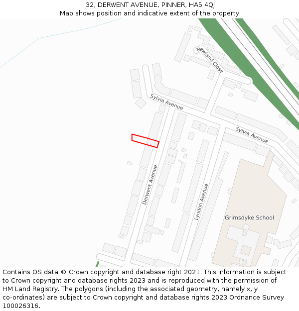 32, DERWENT AVENUE, PINNER, HA5 4QJ: Location map and indicative extent of plot