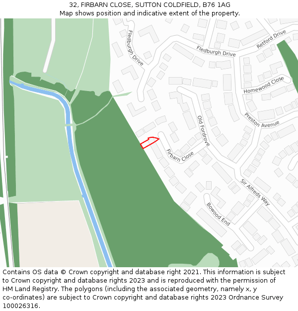 32, FIRBARN CLOSE, SUTTON COLDFIELD, B76 1AG: Location map and indicative extent of plot