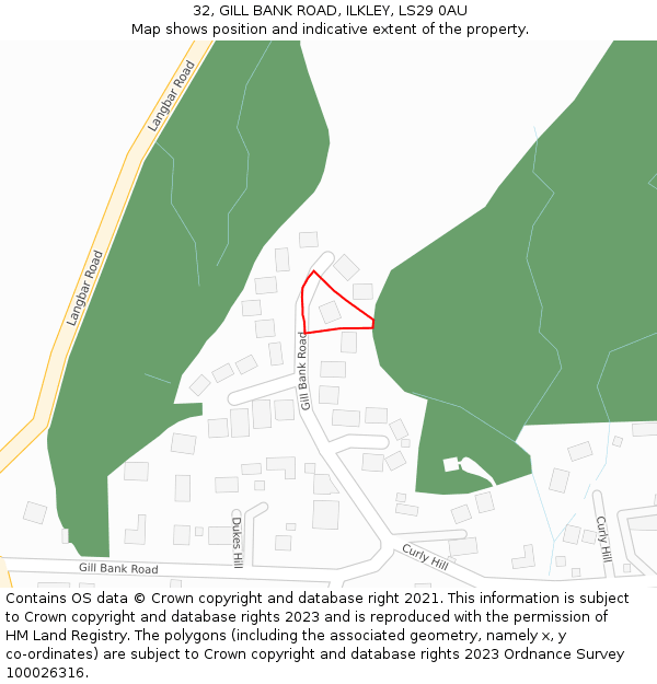 32, GILL BANK ROAD, ILKLEY, LS29 0AU: Location map and indicative extent of plot