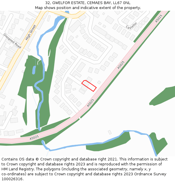 32, GWELFOR ESTATE, CEMAES BAY, LL67 0NL: Location map and indicative extent of plot