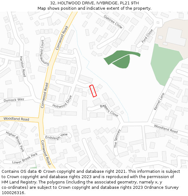 32, HOLTWOOD DRIVE, IVYBRIDGE, PL21 9TH: Location map and indicative extent of plot