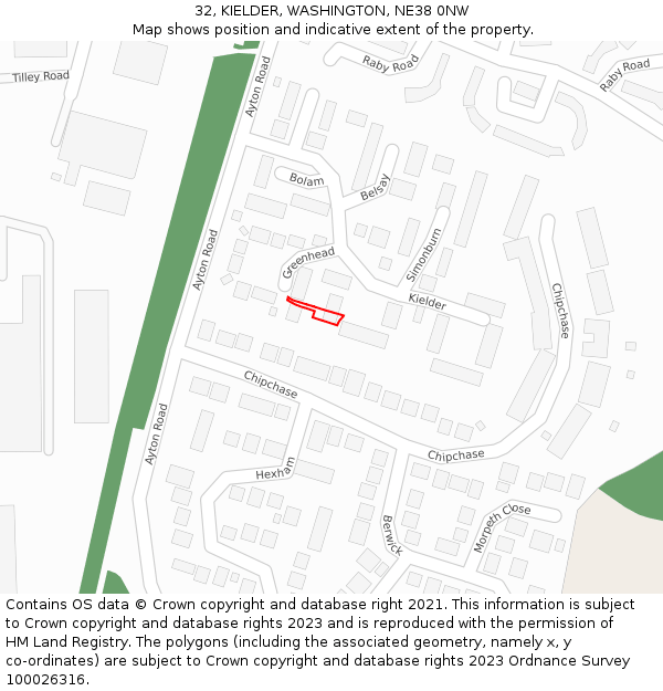 32, KIELDER, WASHINGTON, NE38 0NW: Location map and indicative extent of plot