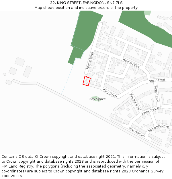 32, KING STREET, FARINGDON, SN7 7LS: Location map and indicative extent of plot