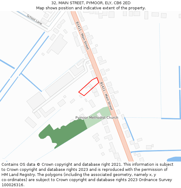 32, MAIN STREET, PYMOOR, ELY, CB6 2ED: Location map and indicative extent of plot