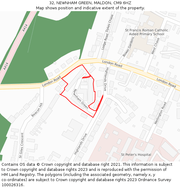 32, NEWNHAM GREEN, MALDON, CM9 6HZ: Location map and indicative extent of plot