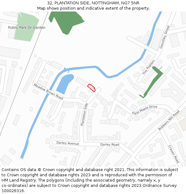 32, PLANTATION SIDE, NOTTINGHAM, NG7 5NR: Location map and indicative extent of plot