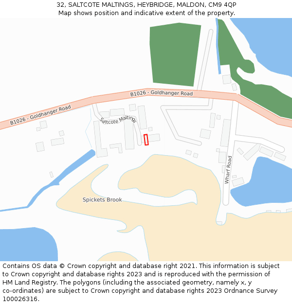 32, SALTCOTE MALTINGS, HEYBRIDGE, MALDON, CM9 4QP: Location map and indicative extent of plot